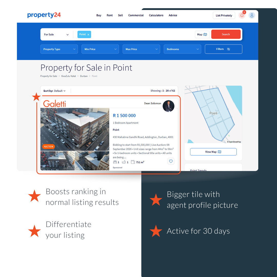 Property24 prime placement listing tile